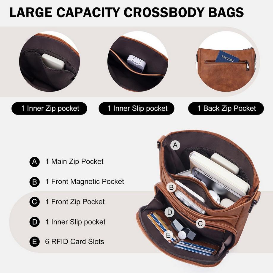 Only-bags.store Sac à Bandoulière Moyen avec Fermeture à Glissière  