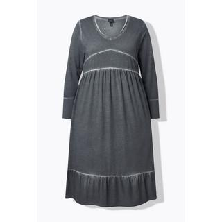 Ulla Popken Robe midi en cupro mélangé A-ligne décolleté en V manches 3/4  