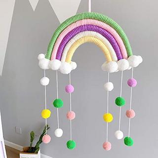 Alopini Makramee Regenbogen Wandbehang Heimdekoration Boho Raumdekoration Hand gewebt Wandteppich Kinder  