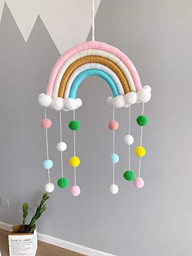 Alopini Makramee Regenbogen Wandbehang Heimdekoration Boho Raumdekoration Hand gewebt Wandteppich Kinder  