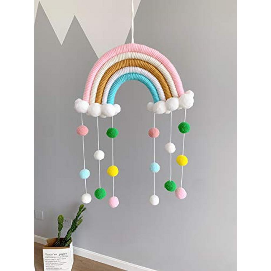 Alopini Makramee Regenbogen Wandbehang Heimdekoration Boho Raumdekoration Hand gewebt Wandteppich Kinder  