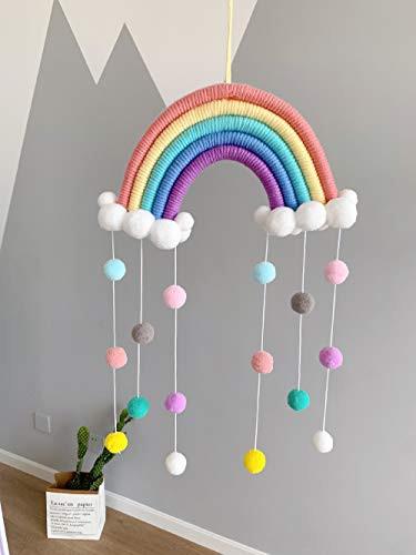 Alopini Makramee Regenbogen Wandbehang Heimdekoration Boho Raumdekoration Hand gewebt Wandteppich Kinder  