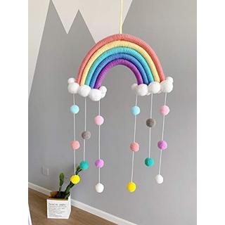 Alopini Makramee Regenbogen Wandbehang Heimdekoration Boho Raumdekoration Hand gewebt Wandteppich Kinder  