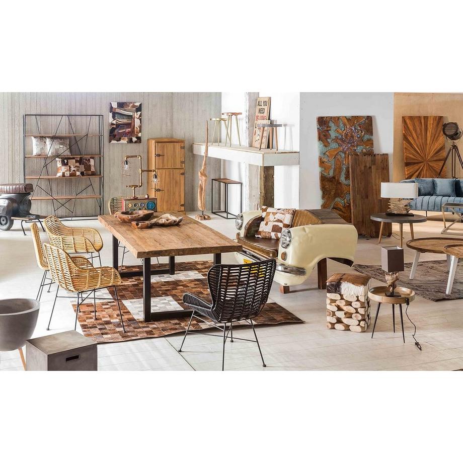 mutoni Tavolo 240x100 cm - teak naturale riciclato - ferro nero  