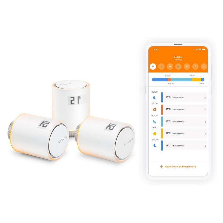 NETATMO 3x Têtes Thermostatiques Intelligentes Additionnelles Netatmo pour radiateur  
