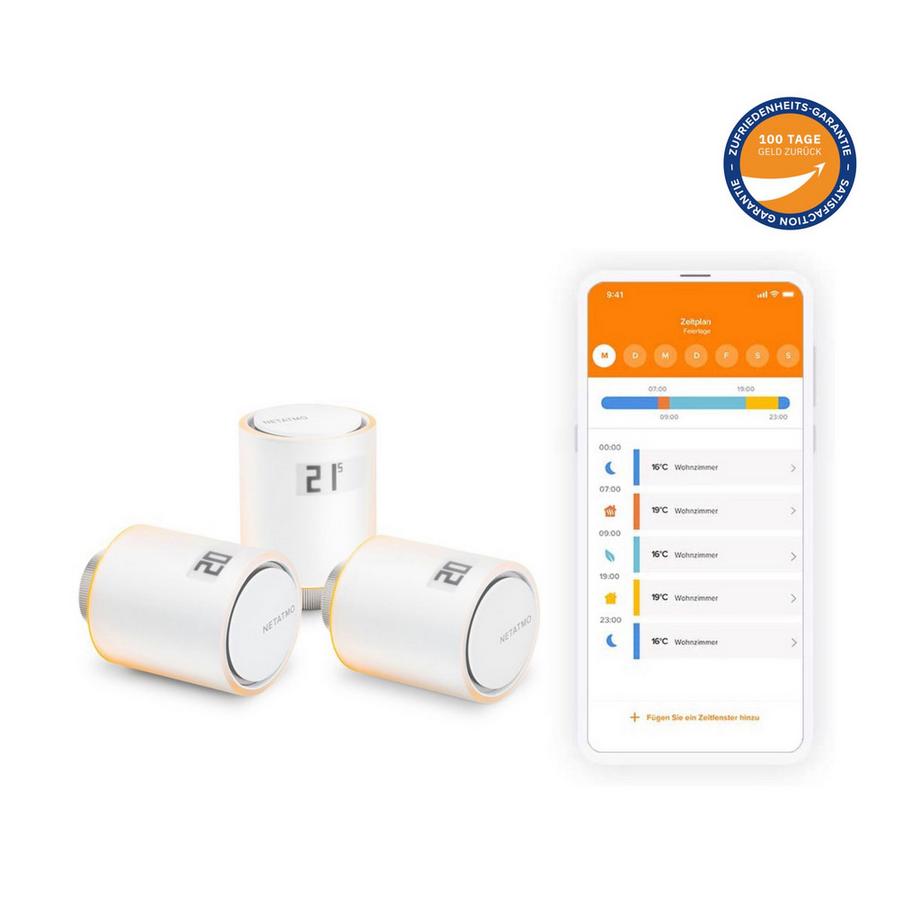 3x Têtes Thermostatiques Intelligentes Additionnelles Netatmo pour radiateur