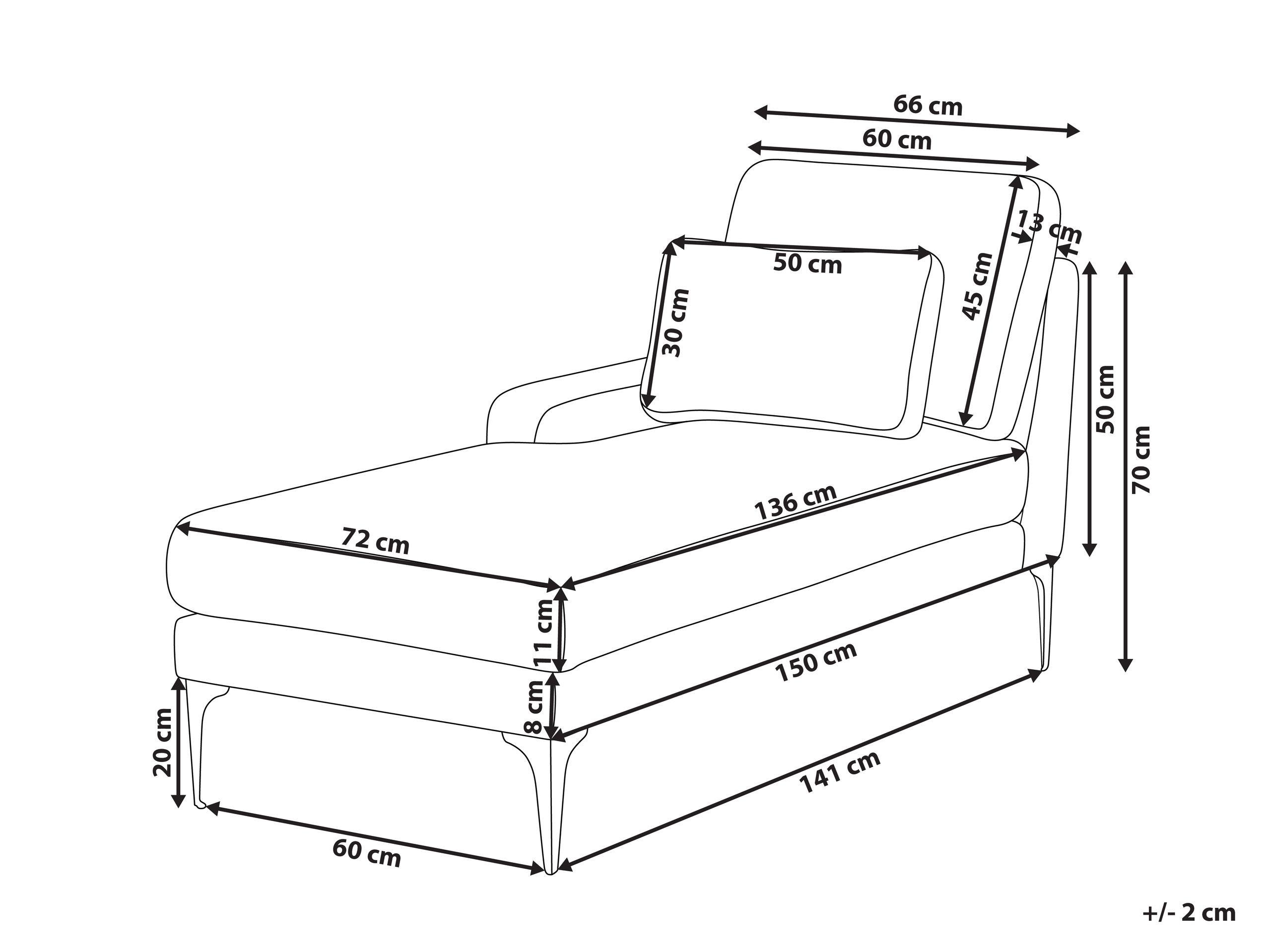 Beliani Chaise longue côté droit en Polyester Minimaliste EWRON  