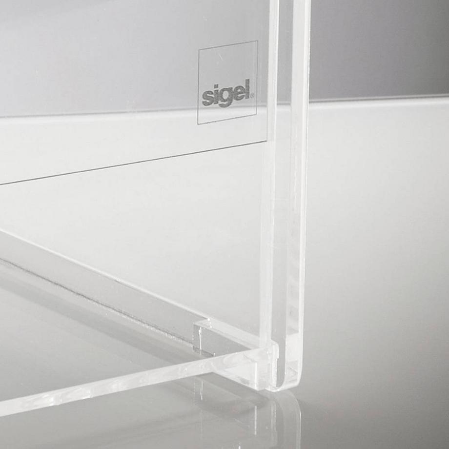Sigel  Aktionsbox Spendenbox Losbox mit Zusatzfach und Einstecktafel für A5, Acryl, 21 x 21 x 36.8 cm 