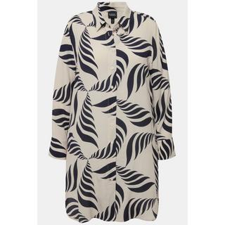 Ulla Popken  Blouse longue à imprimé graphique, col de chemise et manches longues 