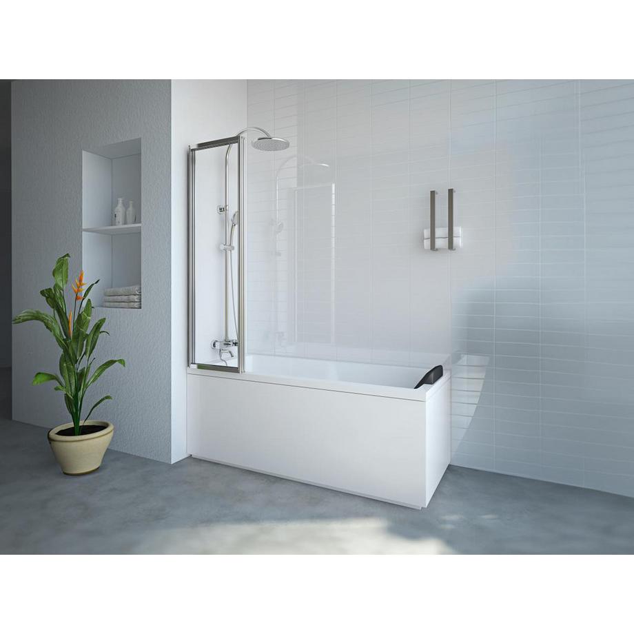 SHOWER DESIGN Duschtrennwand Badewanne klappbar - Metall - Chromfarben - 120 x 140 cm - DISTRICT  