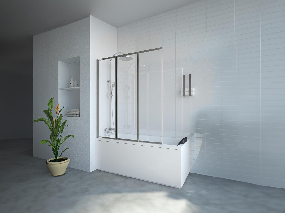 SHOWER DESIGN Duschtrennwand Badewanne klappbar - Metall - Chromfarben - 120 x 140 cm - DISTRICT  