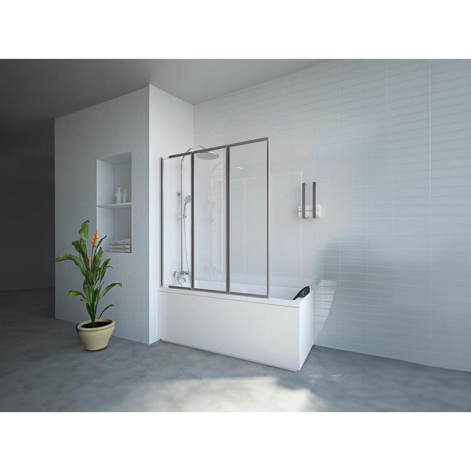 SHOWER DESIGN Duschtrennwand Badewanne klappbar - Metall - Chromfarben - 120 x 140 cm - DISTRICT  