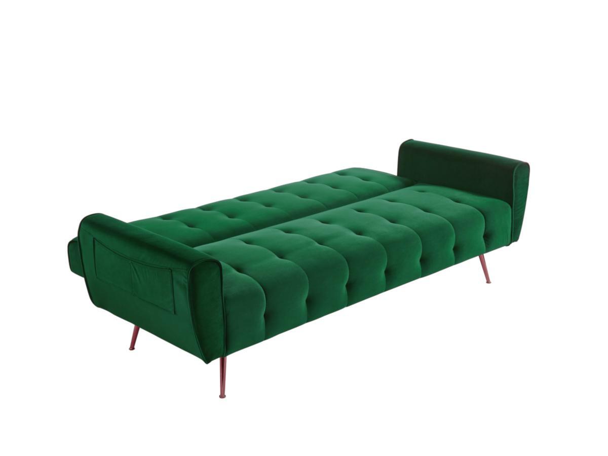 Vente-unique Schlafsofa Klappsofa 3Sitzer Samt Tannengrün POLANI  