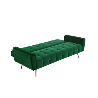 Vente-unique Schlafsofa Klappsofa 3Sitzer Samt Tannengrün POLANI  