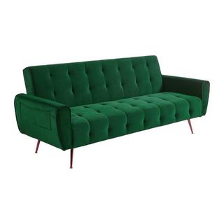 Vente-unique Schlafsofa Klappsofa 3Sitzer Samt Tannengrün POLANI  