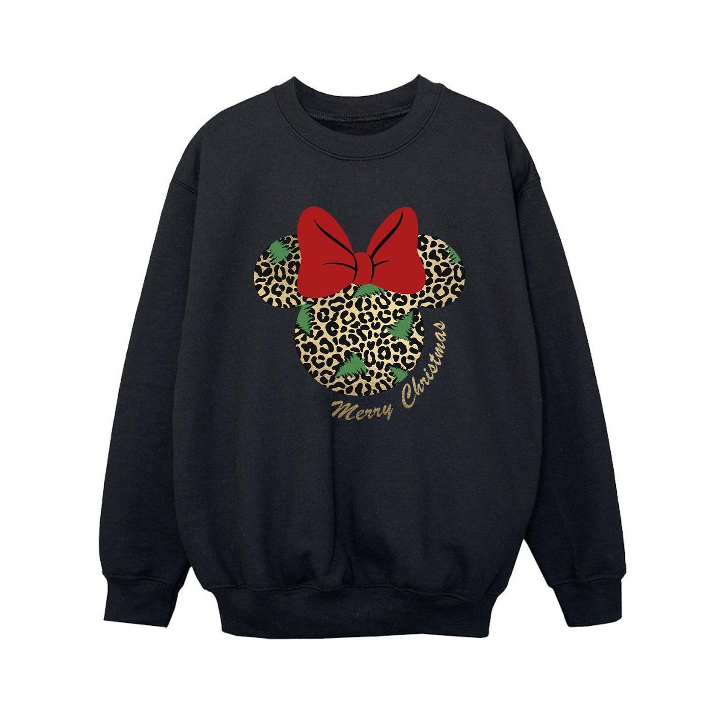 Disney  Minnie Mouse Leopard Christmas Sweatshirt 