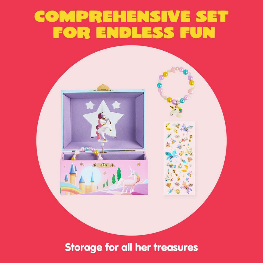 Only-bags.store  Boîte à bijoux musicale, licorne rotative pour enfants boîte à musique 