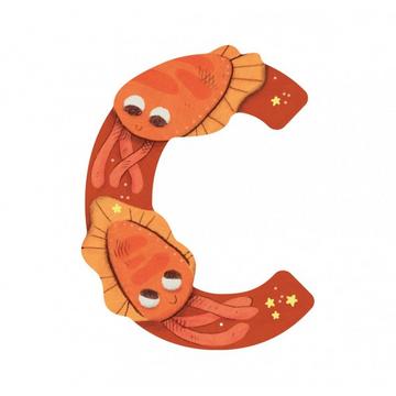 Holzbuchstabe C orange L'alphabet, Moulin Roty
