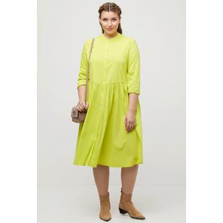 Ulla Popken Robe Chemisier Ligne A Couture Transversale Col Montant Manches 3/4  