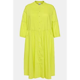 Ulla Popken Robe Chemisier Ligne A Couture Transversale Col Montant Manches 3/4  