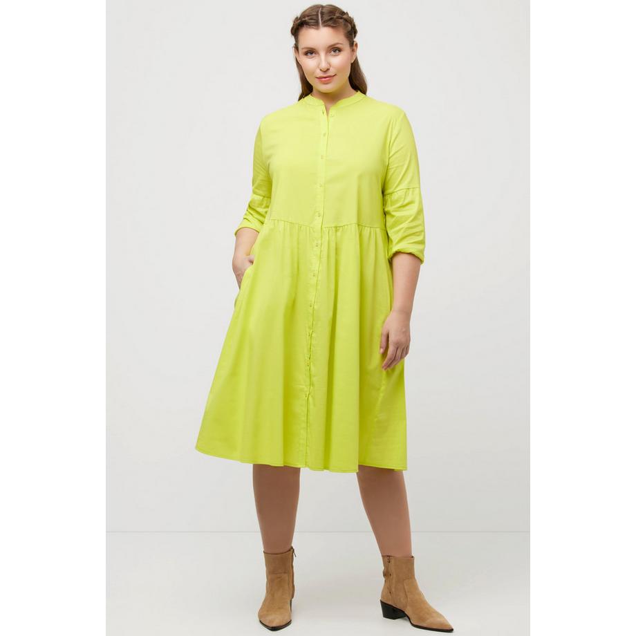 Ulla Popken Blusenkleid A-Linie Quernaht Stehkragen 3/4-Arm  