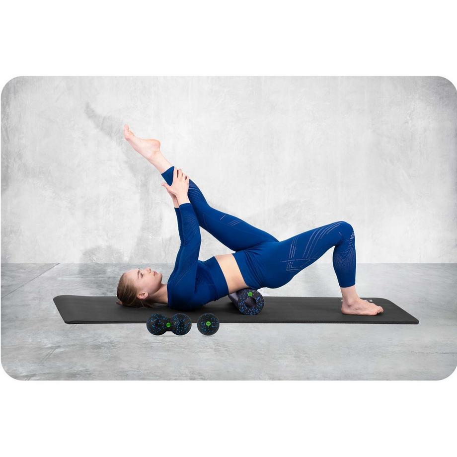 B2X  Set rullo per esercizi + palla + doppia palla massaggiante NS-998 nero e blu 