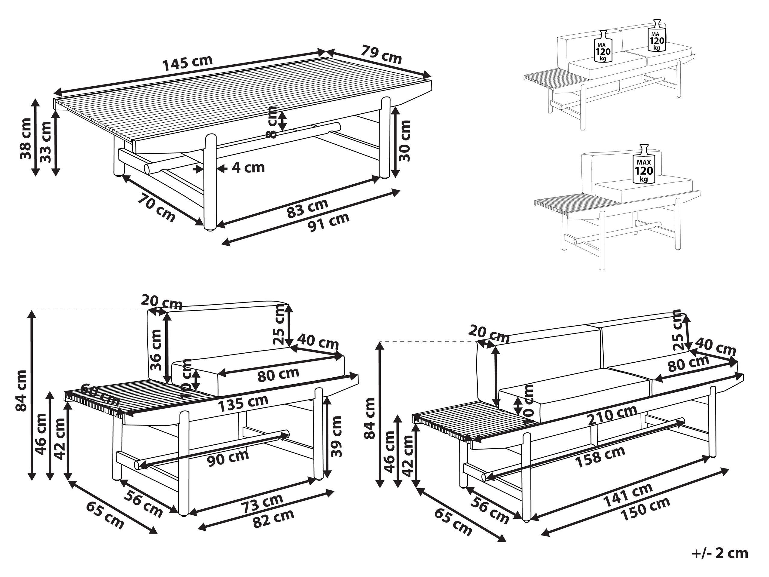 Beliani Salotto da giardino en Legno d'acacia Rustico GIAVENO  
