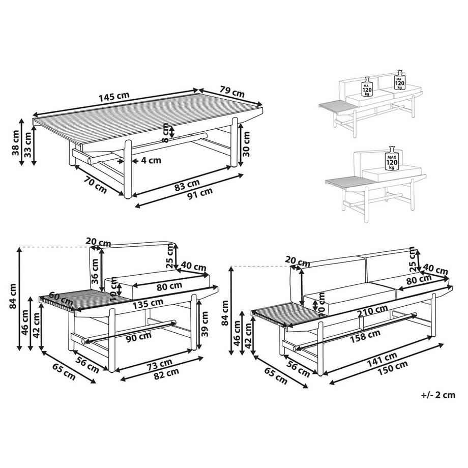 Beliani Lounge Set aus Akazienholz Rustikal GIAVENO  