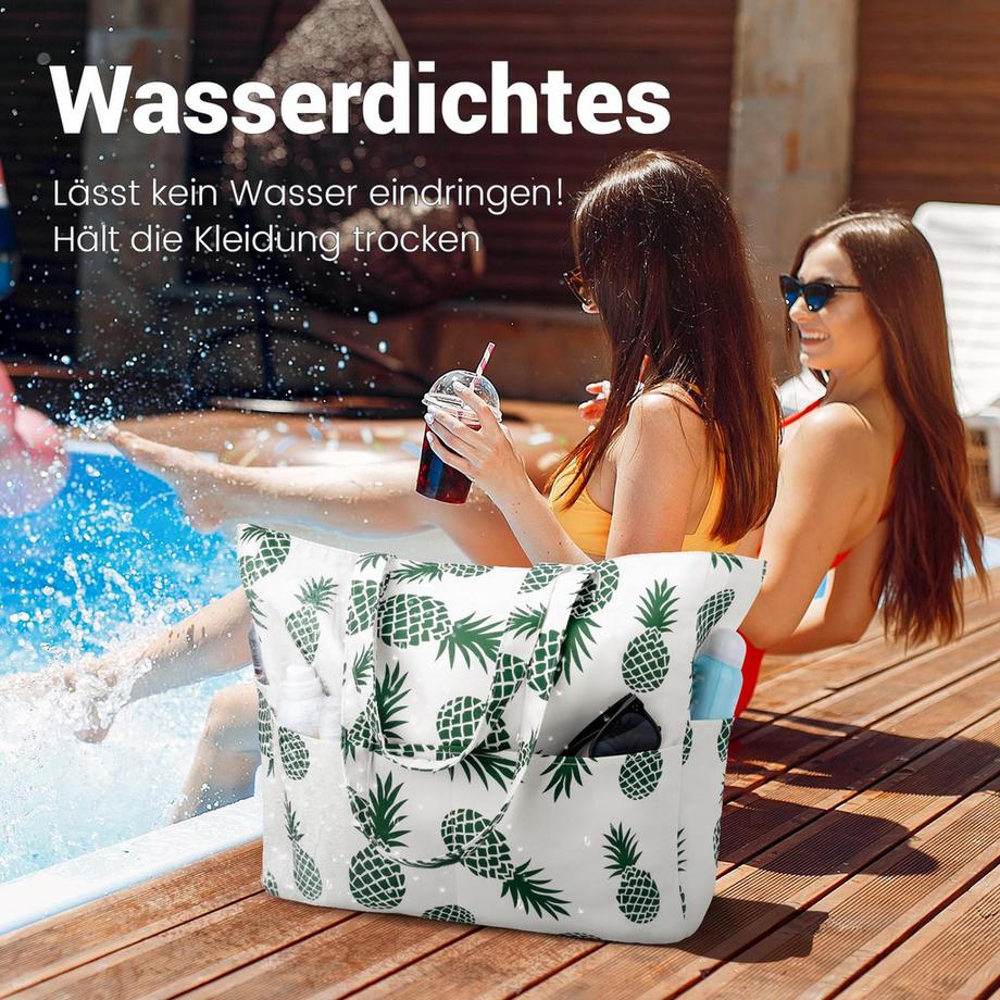 Only-bags.store Ananasdruck Reißverschluss Strandtasche Gross Faltbar  