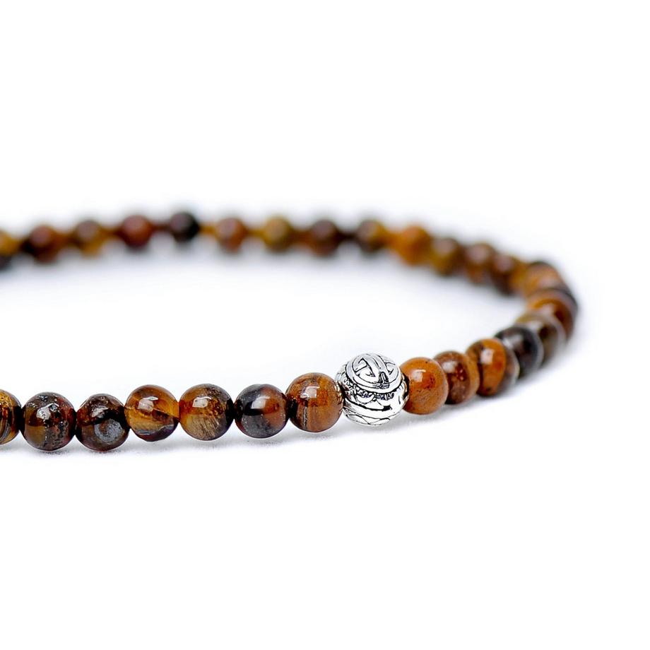 Balibay  Bracelet tiare orné de pierres œil-de-tigre et d'argent 