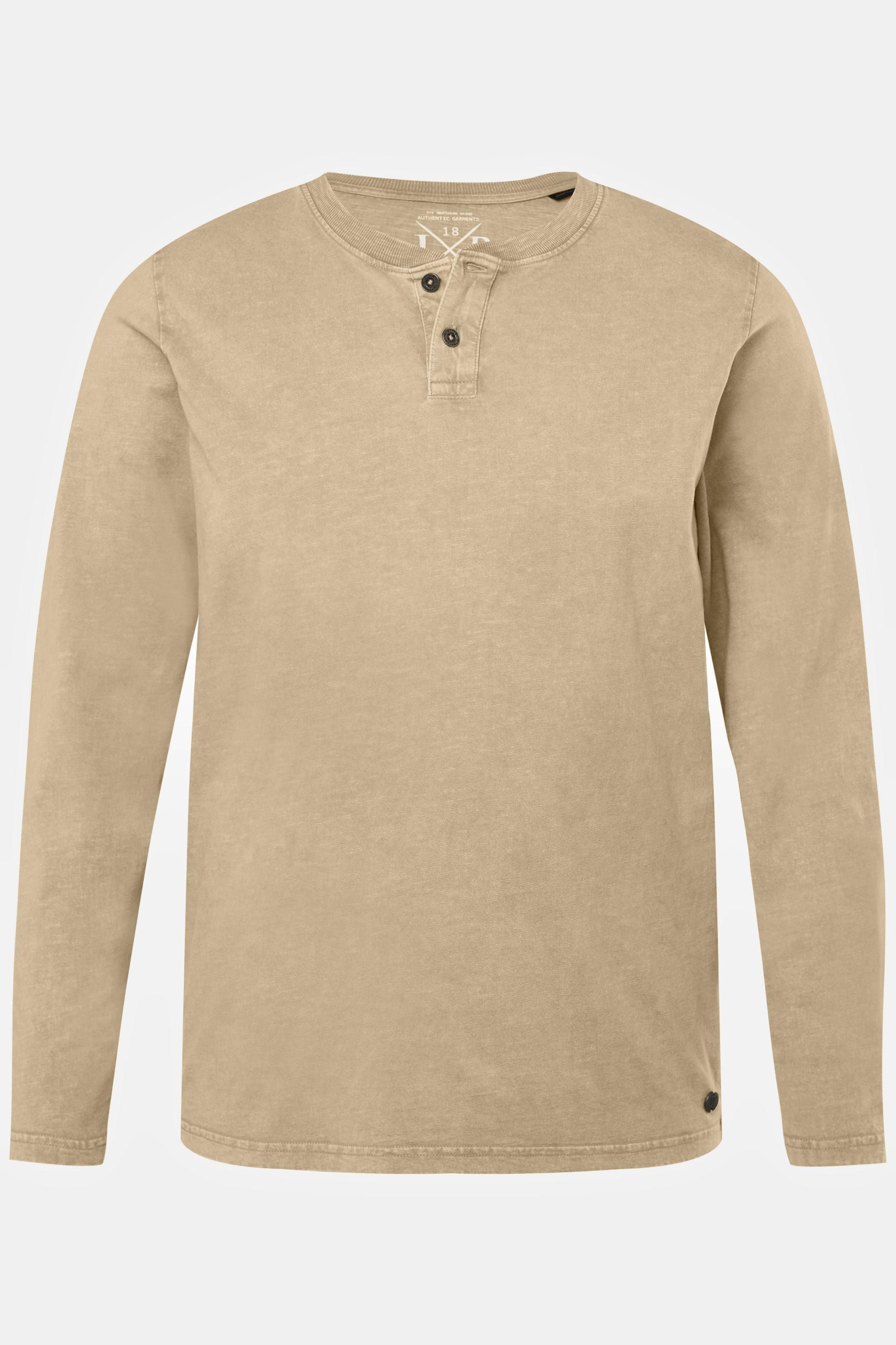 JP1880  T-shirt Henley JP 1880 à manches longues. Col rond et patte de boutonnage sable 