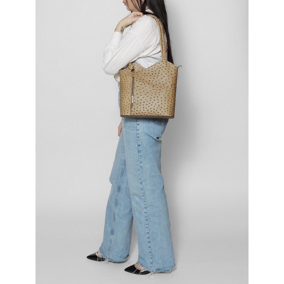 Gave Lux Sac à dos convertible en cuir imprimé autruche  