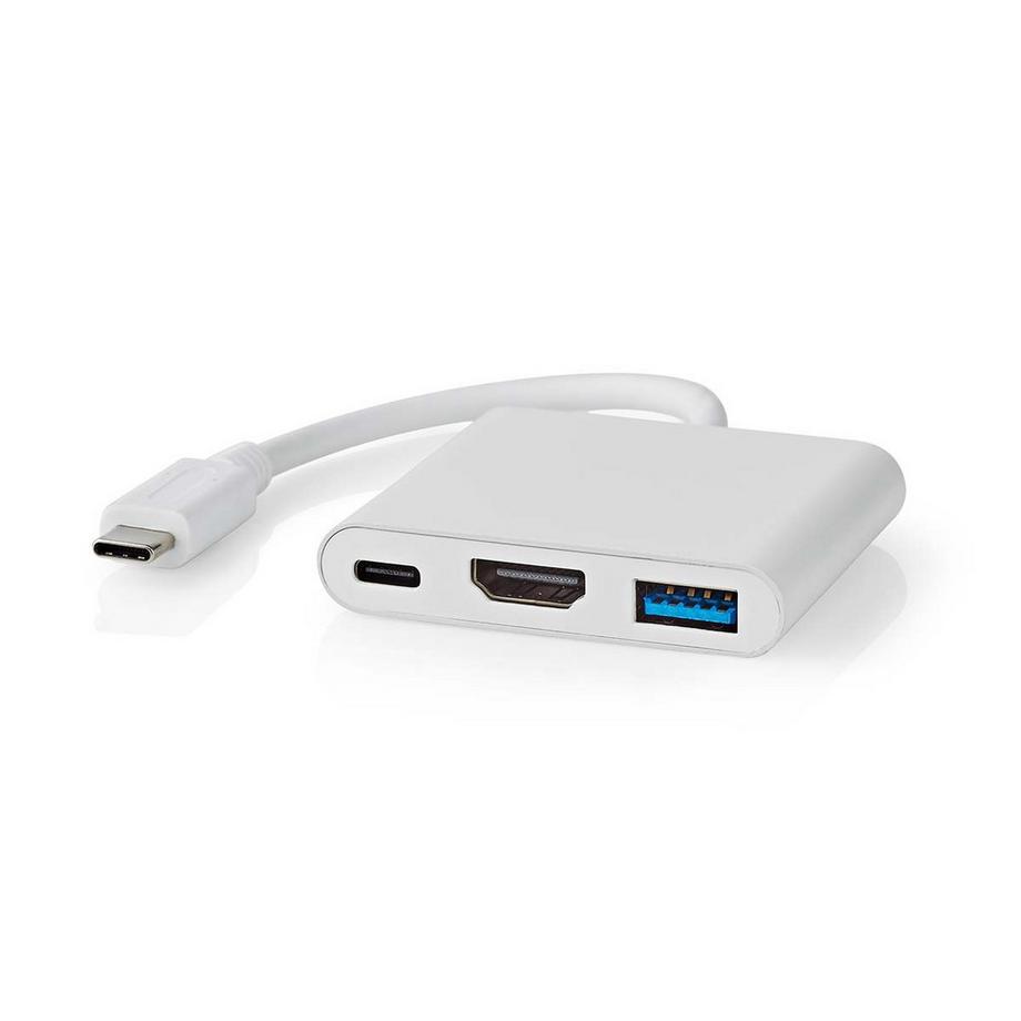 Nedis  USB-Multi-Port-Adapter | USB 3.2 Gen 1 | USB-C™ Stecker | HDMI™ Ausgang / USB-A Buchse / USB-C™ Buchse | 5 Gbps | 0,10 m | Rund | Vernickelt | PVC | Weiß | Box 