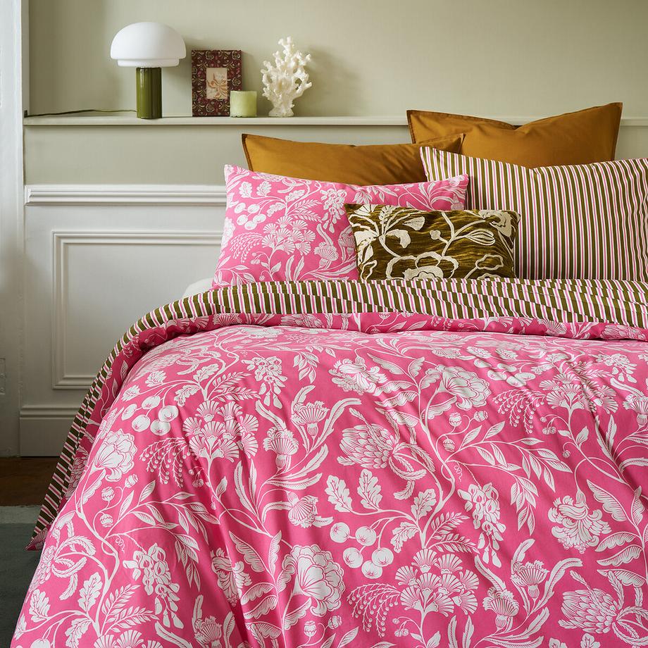 La Redoute Intérieurs Housse de couette en coton Fleurs Persanes Rayée  