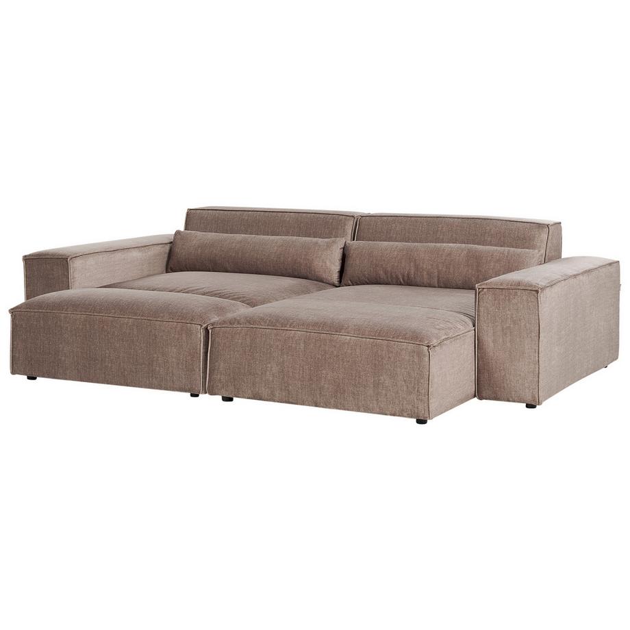 Beliani Ecksofa mit Ottomane aus Stoff  HELLNAR  