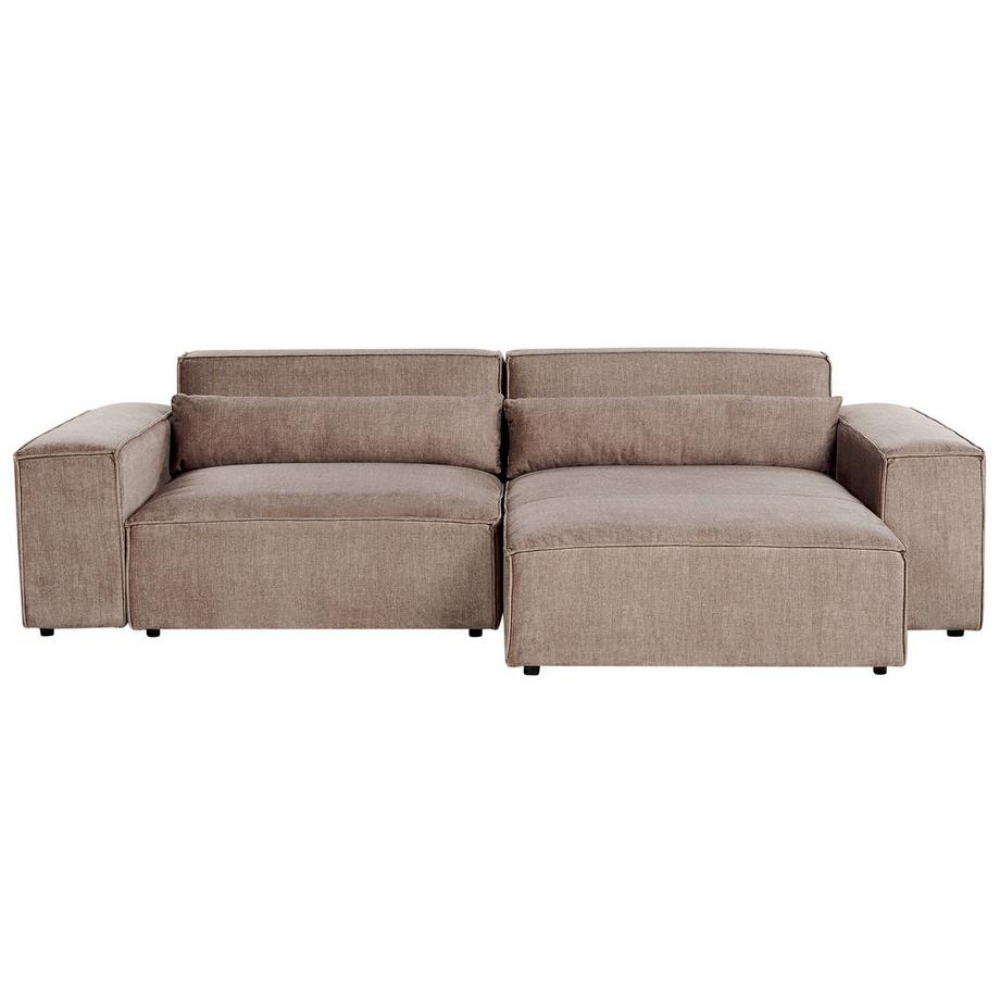 Beliani Ecksofa mit Ottomane aus Stoff  HELLNAR  