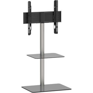 VCM TV Standfuß Alu Rack Fernseh Glas Alani Fachboden  