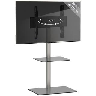 VCM TV Standfuß Alu Rack Fernseh Glas Alani Fachboden  