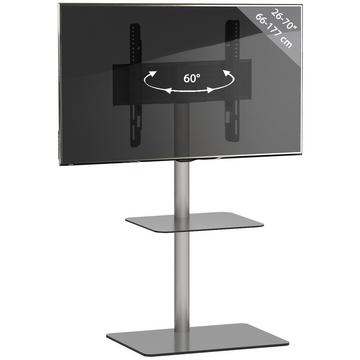 Pied TV Alu Rack Télévision verre Alani Tablette Pied TV Alu Rack Télévision verre Alani Tablette