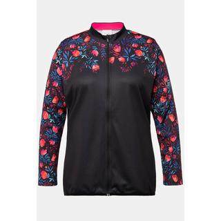 Ulla Popken  Maillot de cyclisme, fleurs, slim, col montant, fermeture éclair, manches longues 