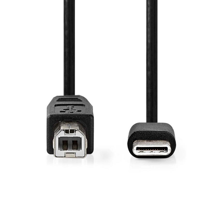 Nedis  USB-Kabel | USB 2.0 | USB-C™ Stecker | USB-B Stecker | 480 Mbps | Vernickelt | 1,00 m | Rund | PVC | Schwarz | Etikett 