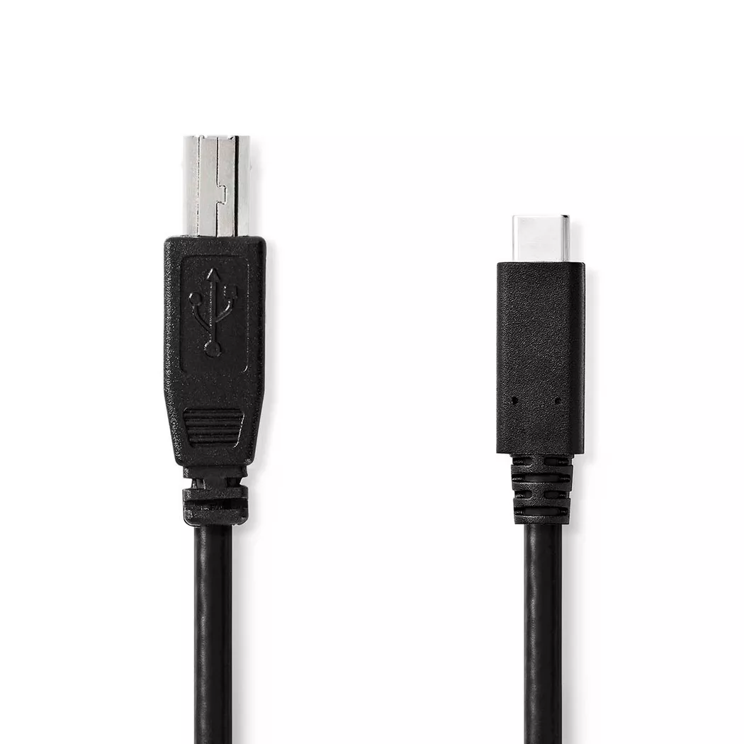 Nedis – USB-Kabel | USB 2.0 USB-C™ Stecker USB-B 480 Mbps Vernickelt 1,00 m Rund PVC Schwarz Etikett, One Size