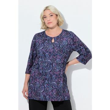 Maglia dal taglio svasato con apertura, scollo a girocollo e maniche a 3/4