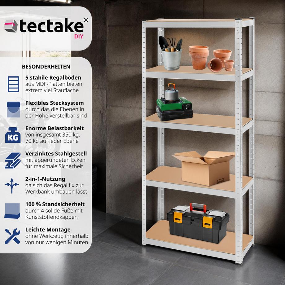 Tectake Étagère pour charges lourdes  structure en acier galvanisé  