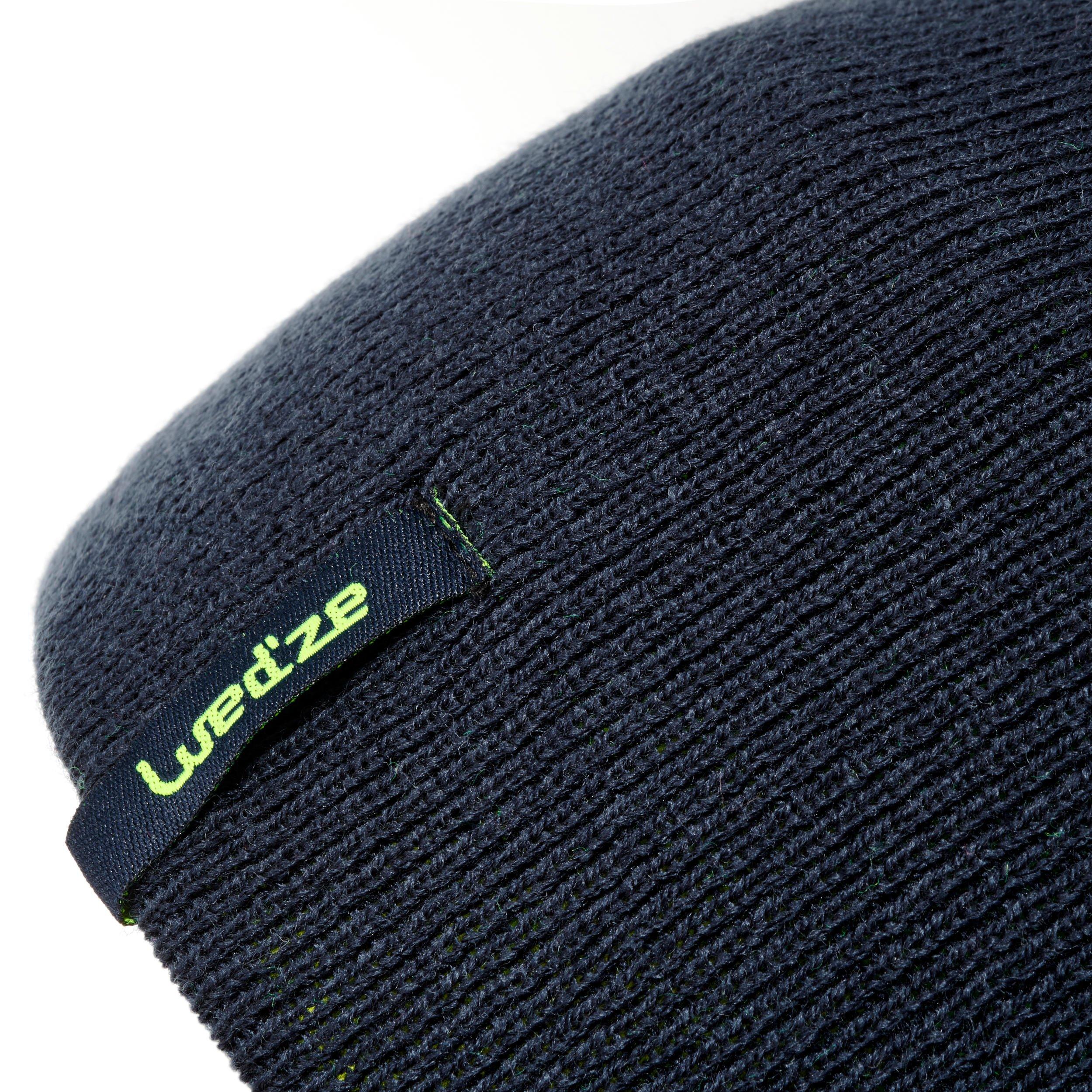 WEDZE  BONNET DE SKI ENFANT - REVERSE - BLEU MARINE JAUNE FLUO 