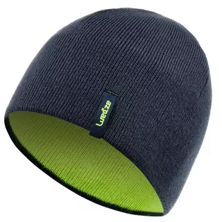 WEDZE  BONNET DE SKI ENFANT - REVERSE - BLEU MARINE JAUNE FLUO 