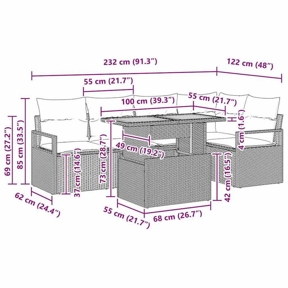 VidaXL Set di Mobili da Esterno Polyrattan  