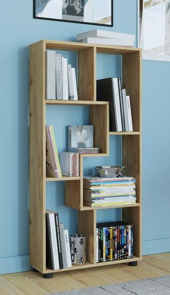 VCM Holzregal stehend | platzsparendes Regal | Maße:  H. 119 x B. 60 x T. 20 cm | Elegantes Regal stehend | Aufbewahrungsregal | Bücherregal | Raumteiler  