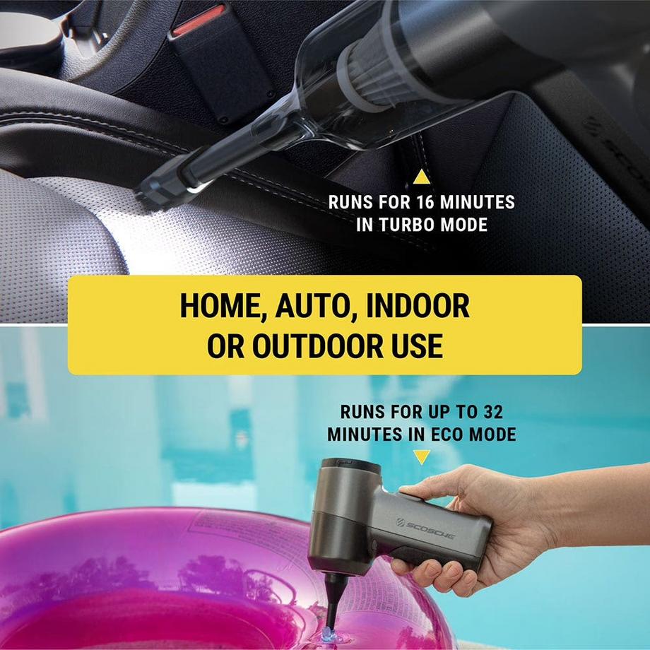 SCOSCHE SCOVAC Mini aspirapolvere e soffiatore 4 in 1  