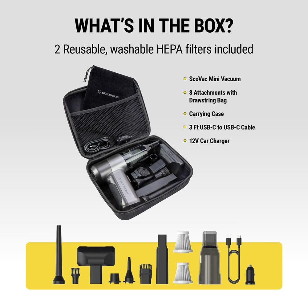 SCOSCHE SCOVAC Mini aspirapolvere e soffiatore 4 in 1  